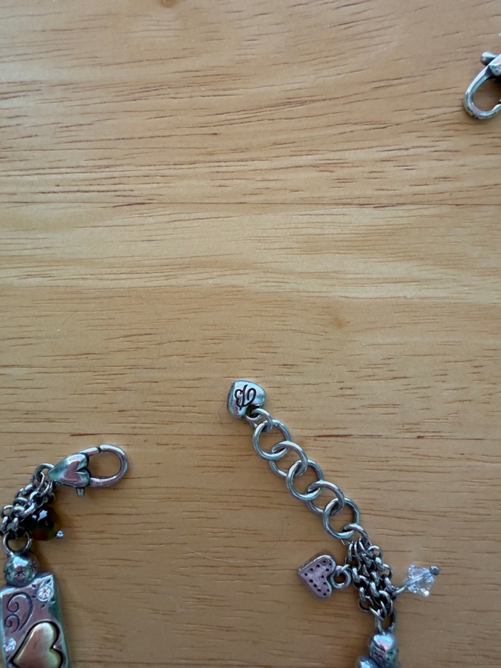 Brighton Silver-Tone Bracelet with Gold Heart Inlays - Picture 2 of 4